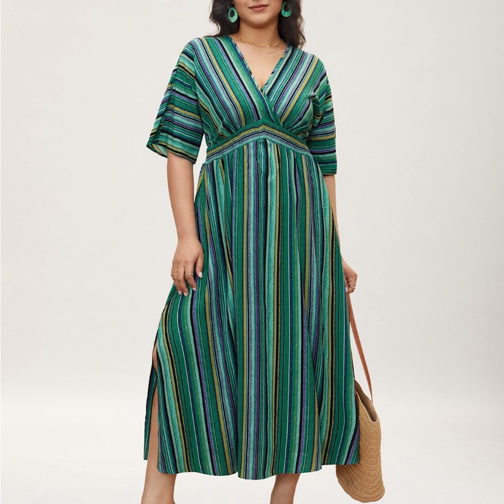 BloomChic Multicolor Striped Midi Dress with Pockets